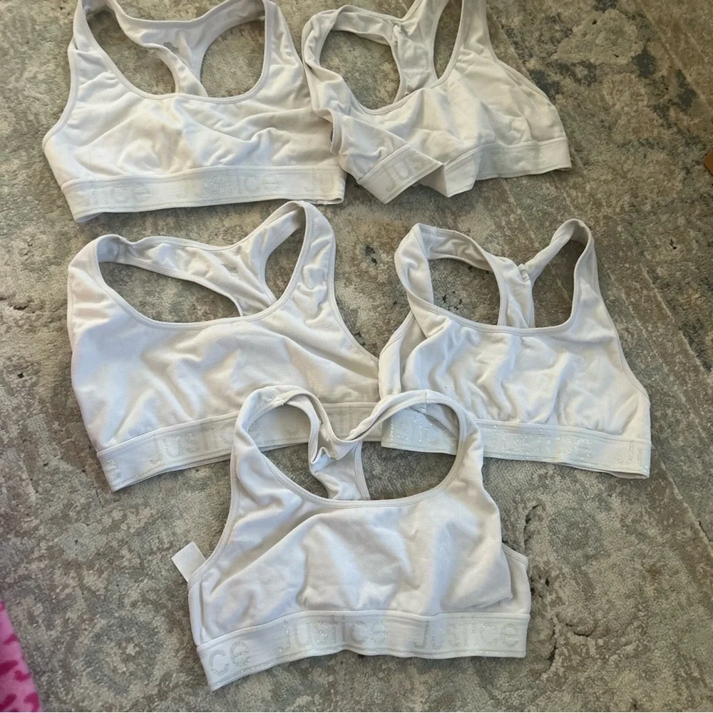 Sports Bras girls size xs/30 Justice SET OF 5 used great condition white